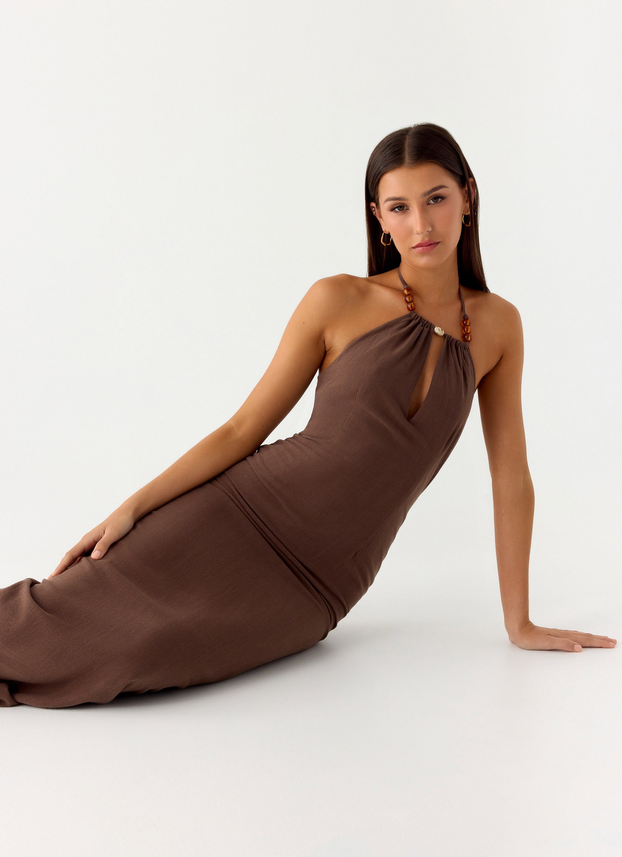peppermayo brown dress Heavy Hearted Linen Mini Dress