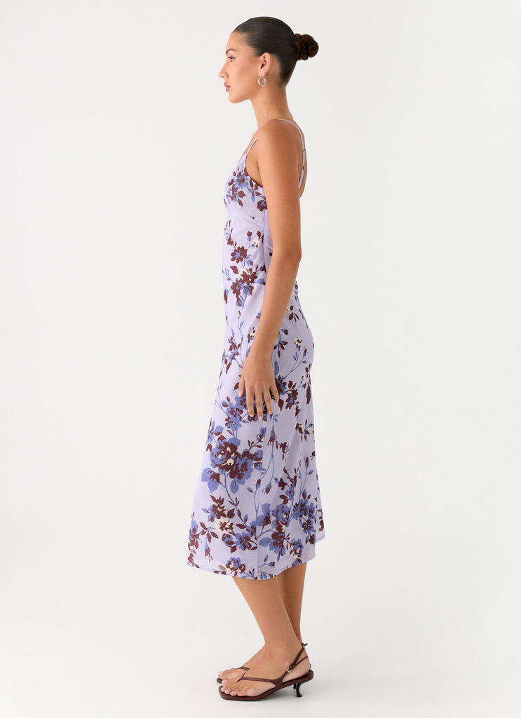 Bluma Lace Trim Midi Dress - Antique Lilac Floral Bluma Lace Trim Midi Dress - Antique Lilac Floral