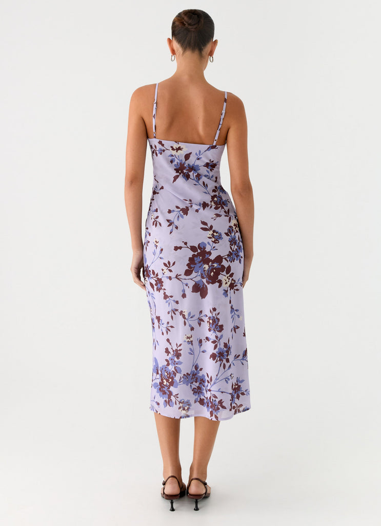 Bluma Lace Trim Midi Dress - Antique Lilac Floral Peppermayo US Bluma Lace Trim Midi Dress - Antique Lilac Floral Peppermayo US