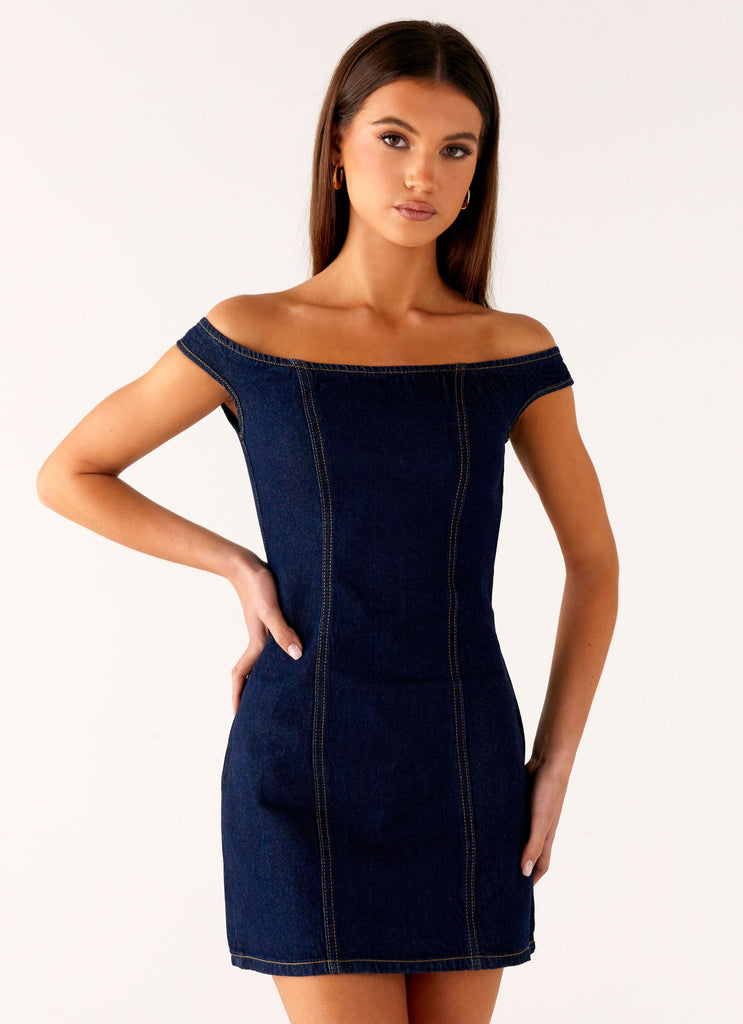 Bonnie Denim Mini Dress - Indigo Peppermayo US Bonnie Denim Mini Dress - Indigo Peppermayo US