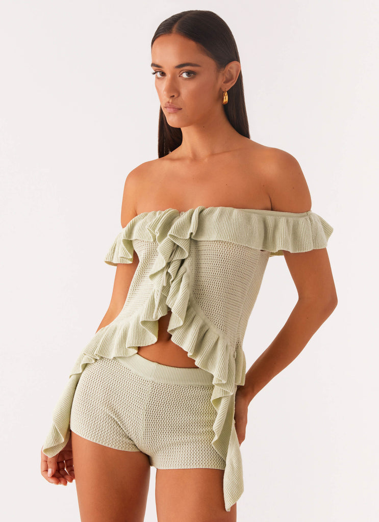 Bowen Off Shoulder Knit Top - Mint