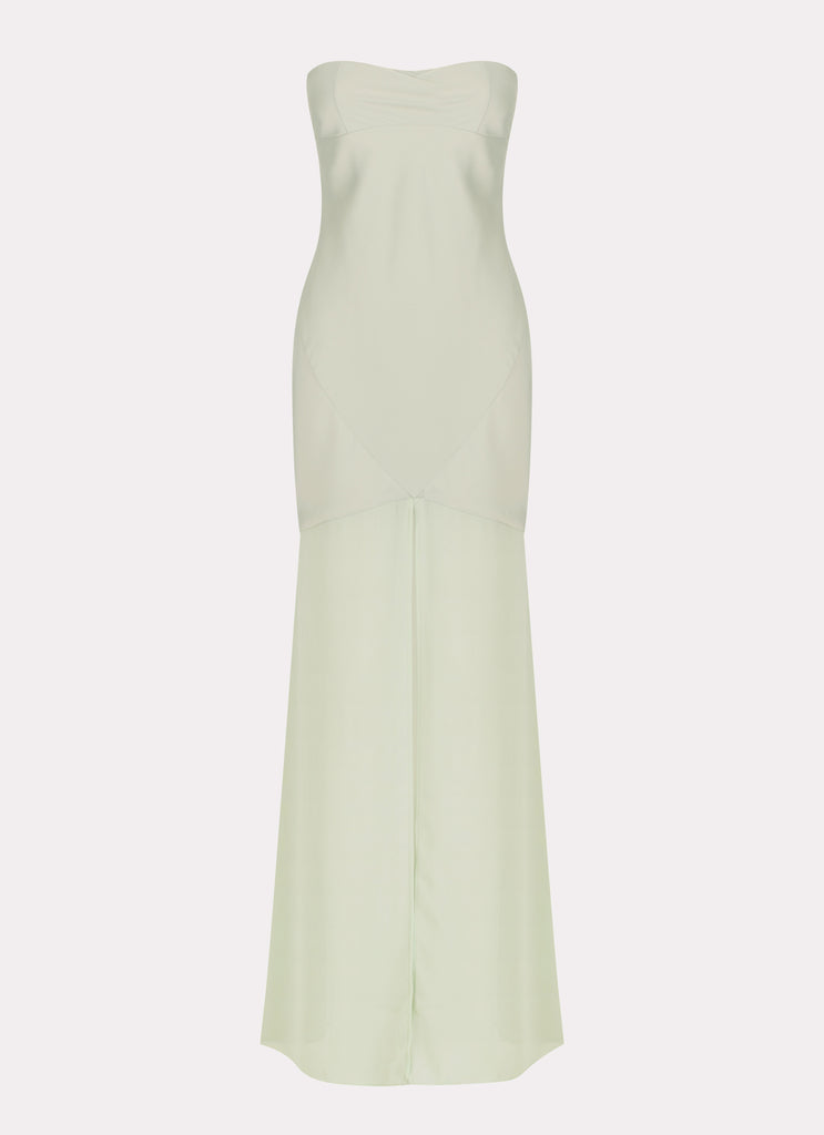 Womens Brea Maxi Dress in the colour Sage in front of a light grey background