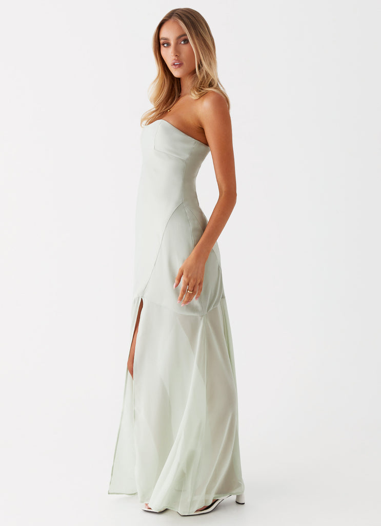 Womens Brea Maxi Dress in the colour Sage in front of a light grey background