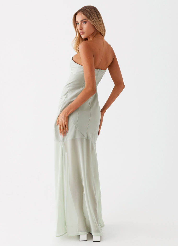 Womens Brea Maxi Dress in the colour Sage in front of a light grey background