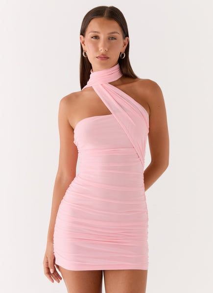 Breaking News Micro Mini Dress - Pink Pink / US 12