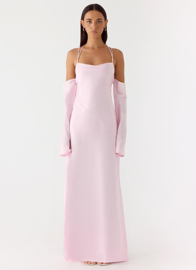 baby pink long sleeve maxi dress Coraline Pink Long Sleeve Maxi Dress