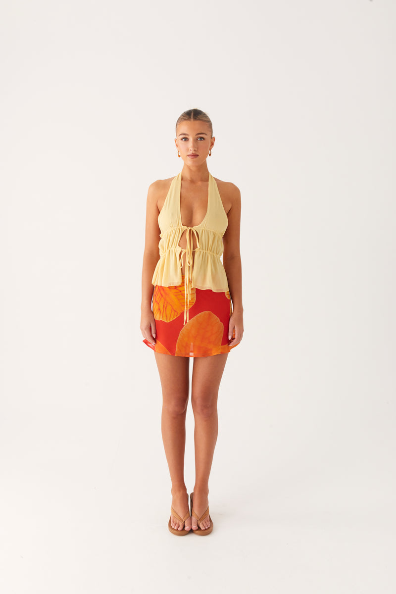 Breezy Palms Mini Skirt - Serene Orange