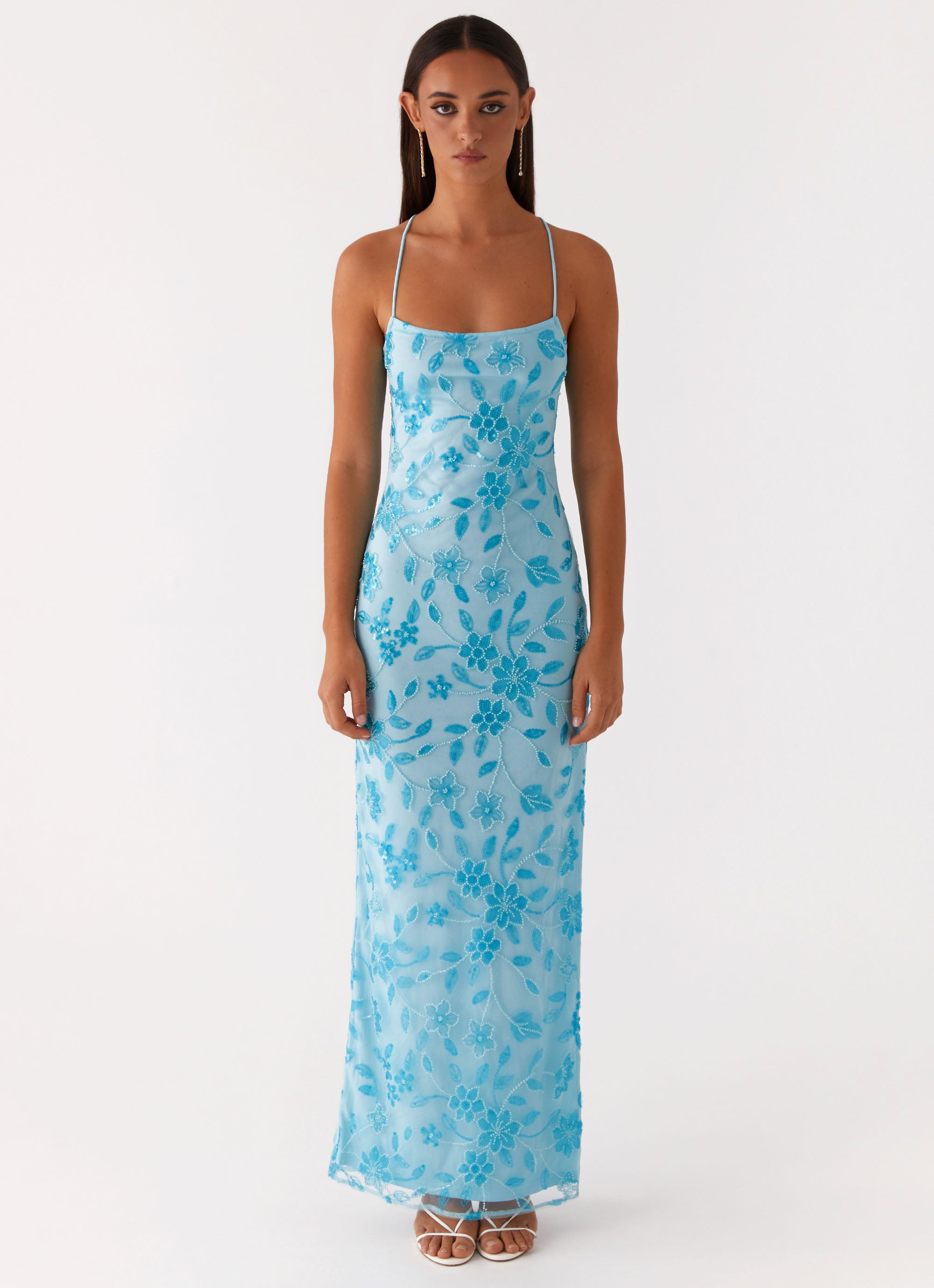 Bright Lights Beaded Maxi Dress - Blue Blue / US 12 Bright Lights Beaded Maxi Dress - Blue Blue / US 12