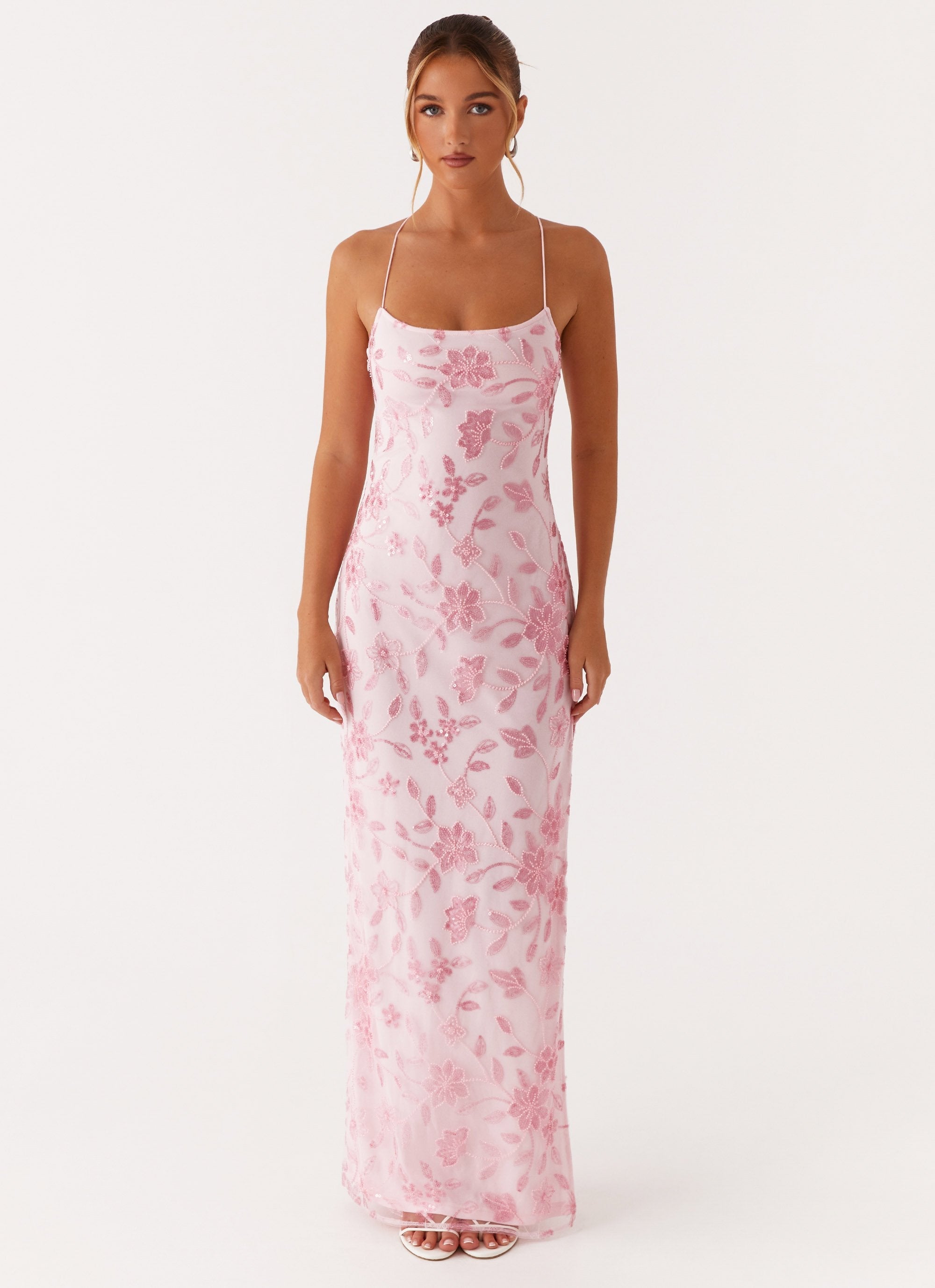 Bright Lights Beaded Maxi Dress - Pink – Peppermayo US