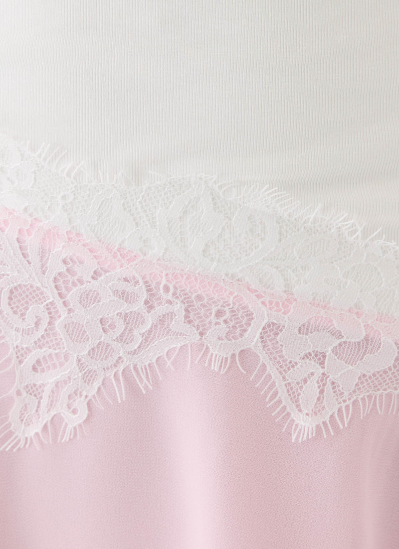 Brionee Midi Dress - White Pink
