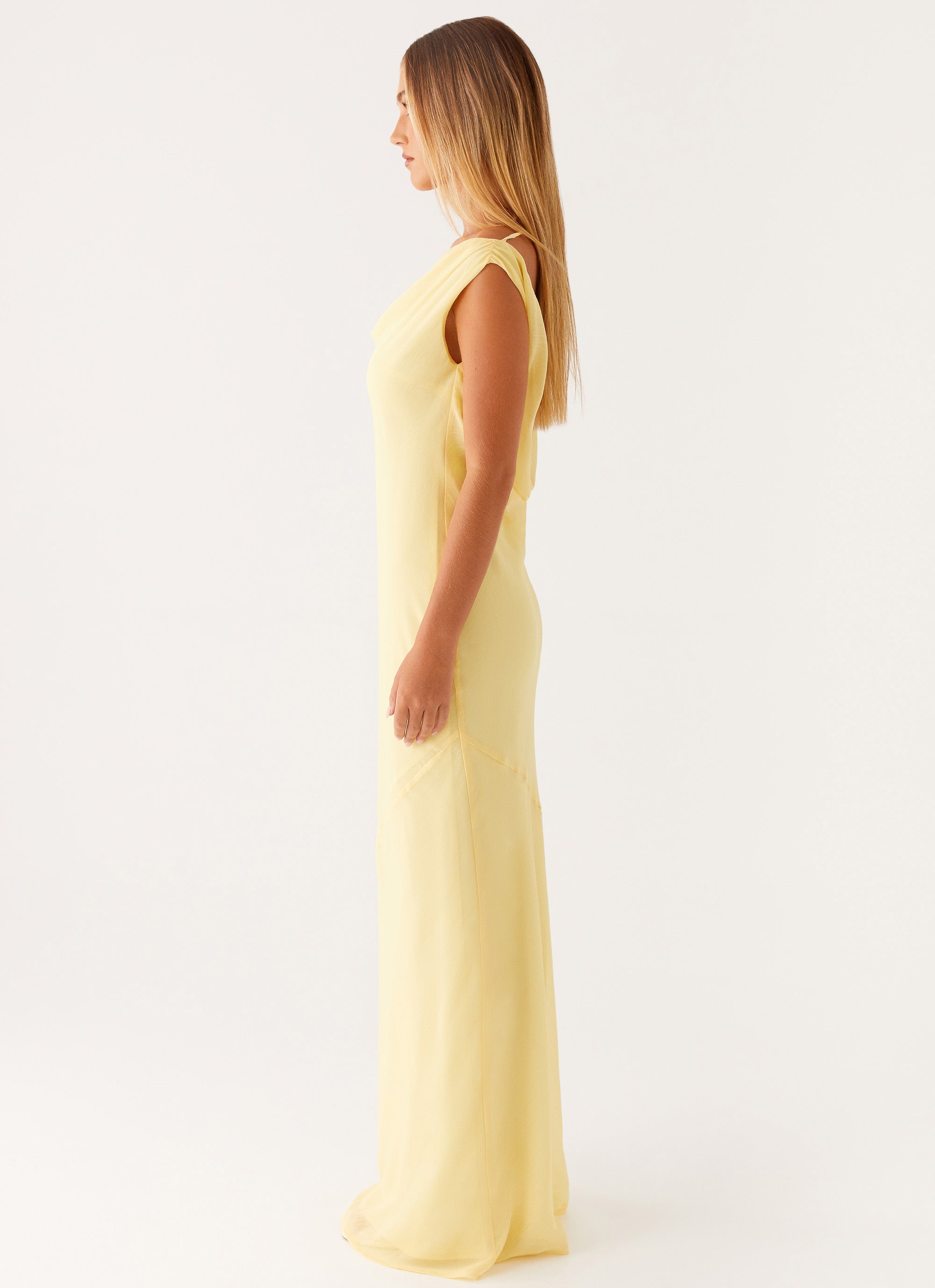 Brittany Chiffon Maxi Dress - Pastel Yellow – Peppermayo US