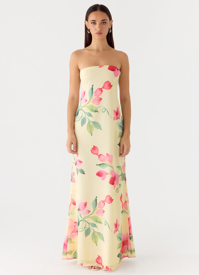 Bronte Strapless Maxi Dress - Lemon Soleil