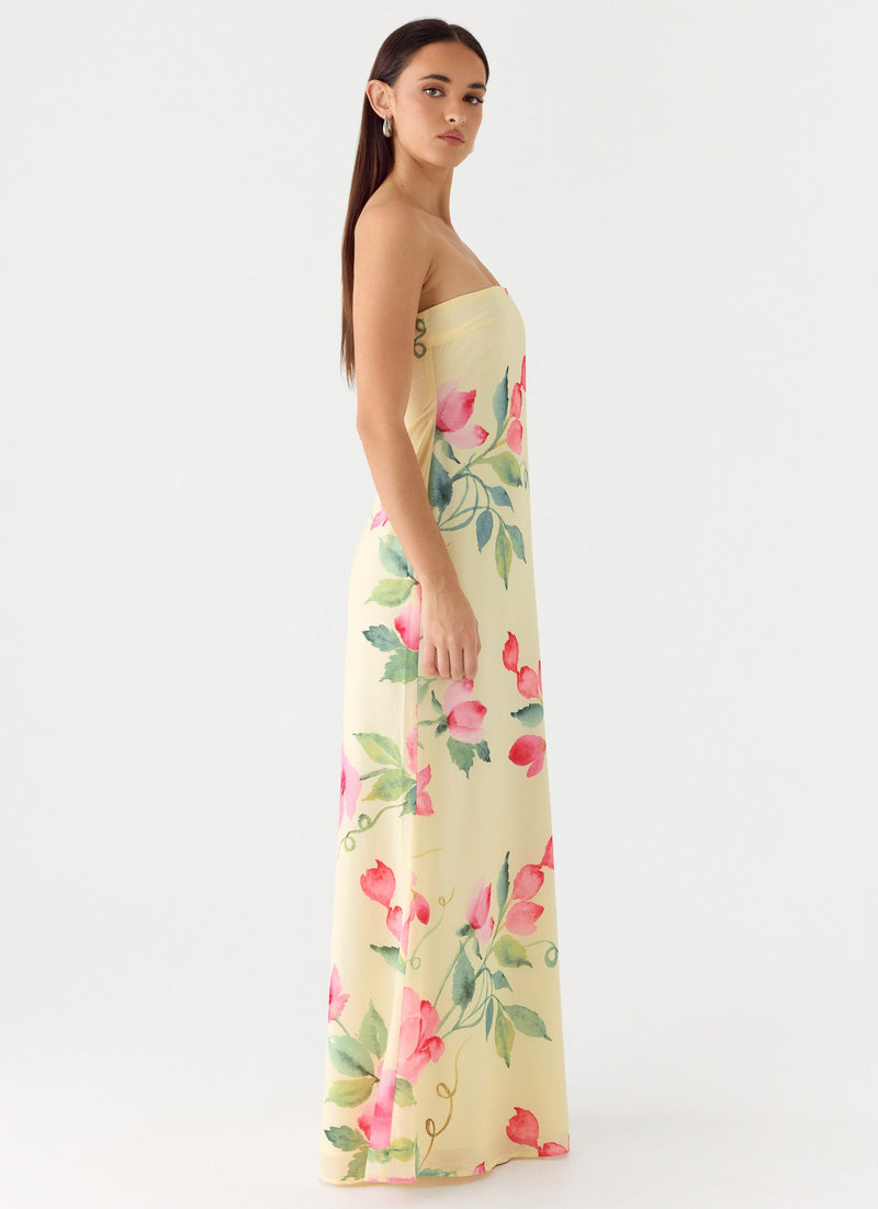 Bronte Strapless Maxi Dress - Lemon Soleil
