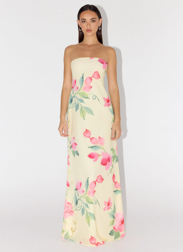 Bronte Strapless Maxi Dress - Lemon Soleil