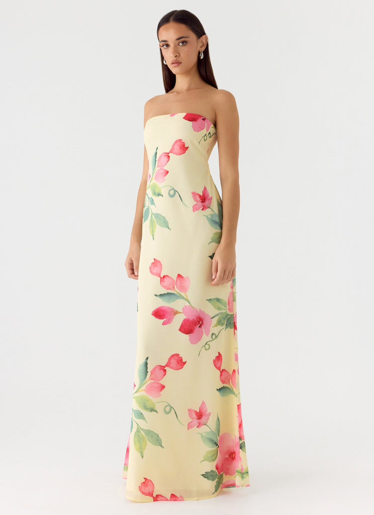 Bronte Strapless Maxi Dress - Lemon Soleil