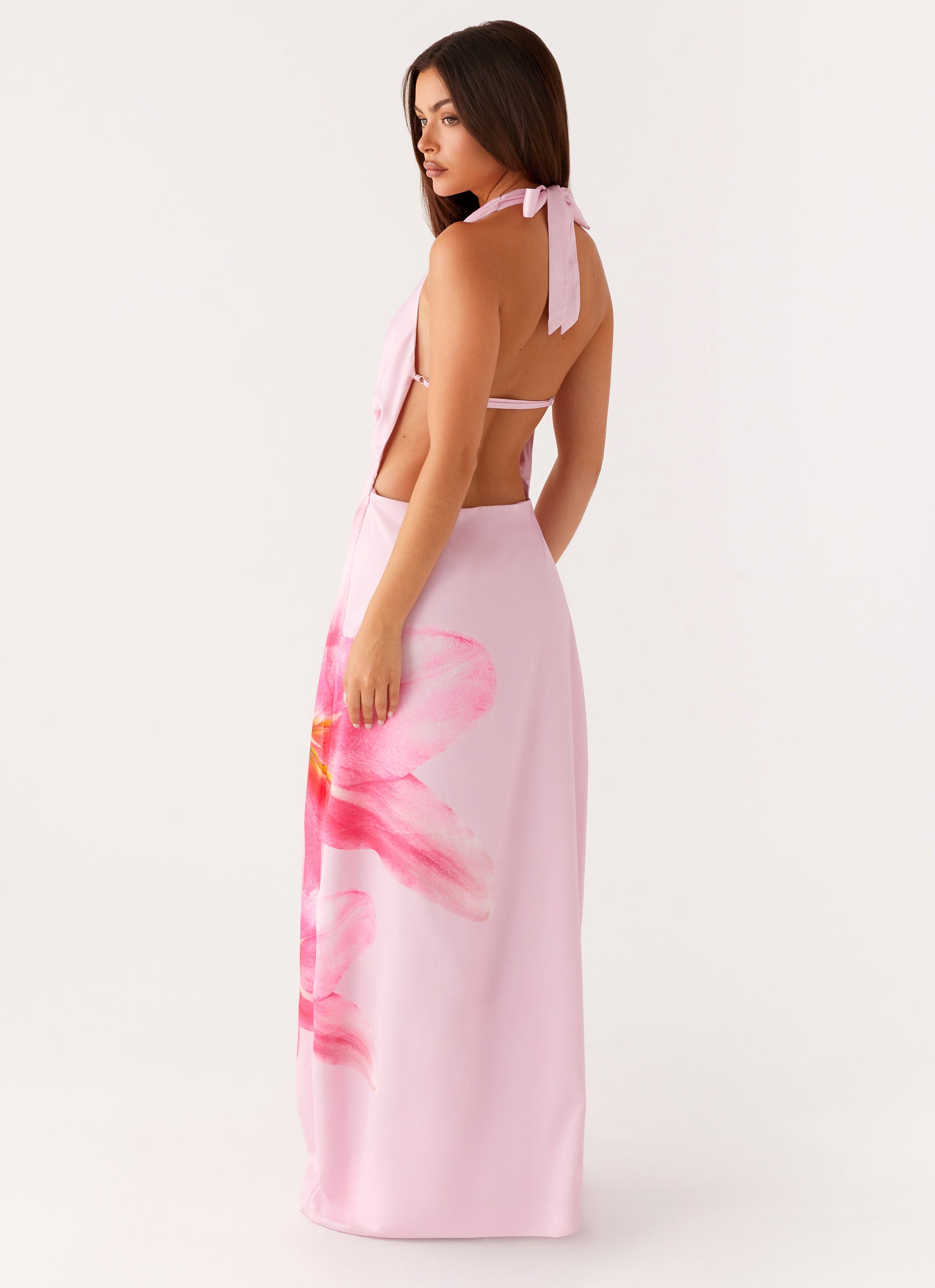 brietta cowl maxi dress pink Clementine Cowl Neck Maxi Dress in Pale Pink
