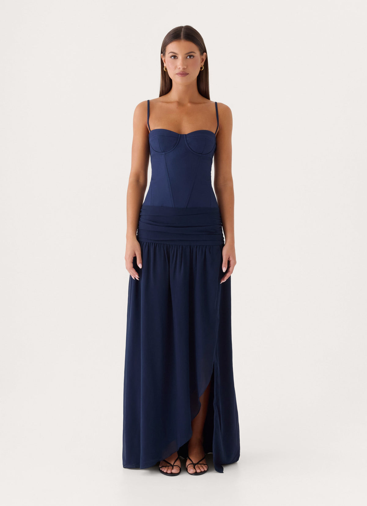 Clemsie Bustier Maxi Dress - Navy
