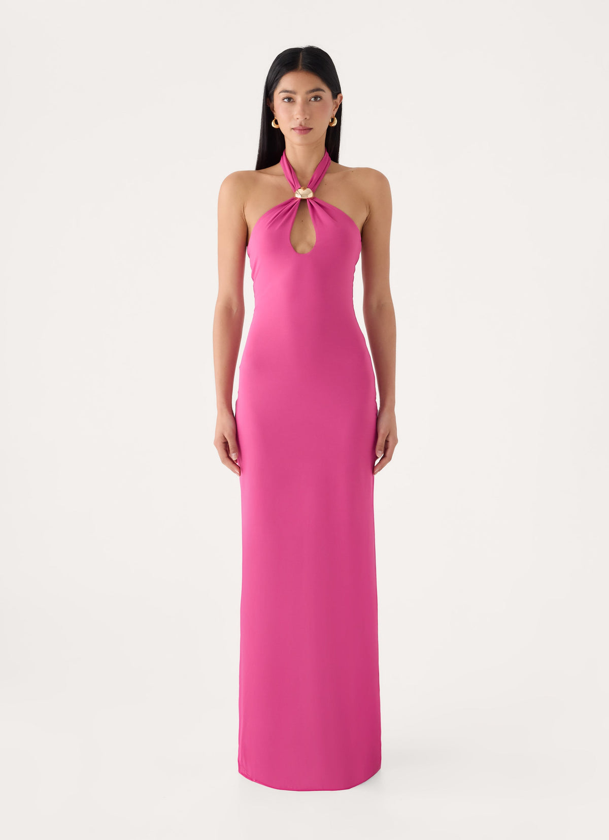 Caelina Halter Maxi Dress - Mulberry Pink