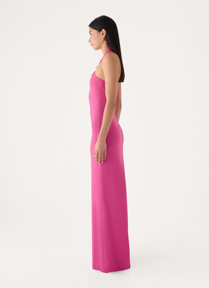 Caelina Halter Maxi Dress - Mulberry Pink