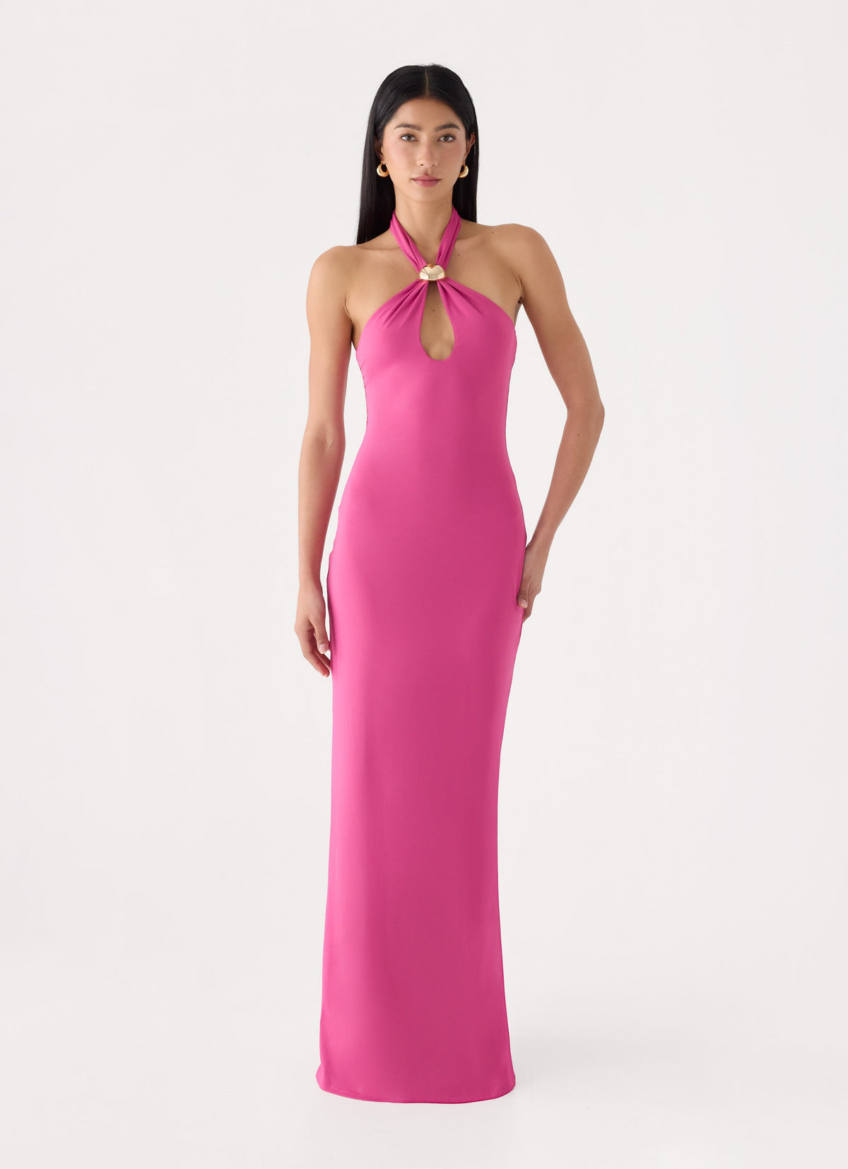 Caelina Halter Maxi Dress - Mulberry Pink
