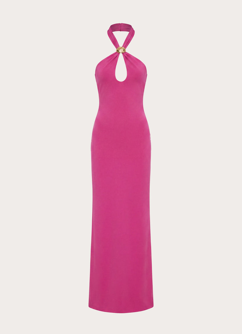 Caelina Halter Maxi Dress - Mulberry Pink