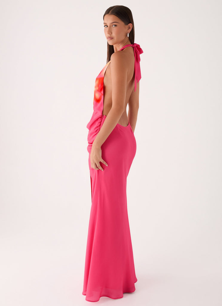 fuchsia maxi dress formal Fuchsia & Nude Art Deco Sequin Maxi Dress