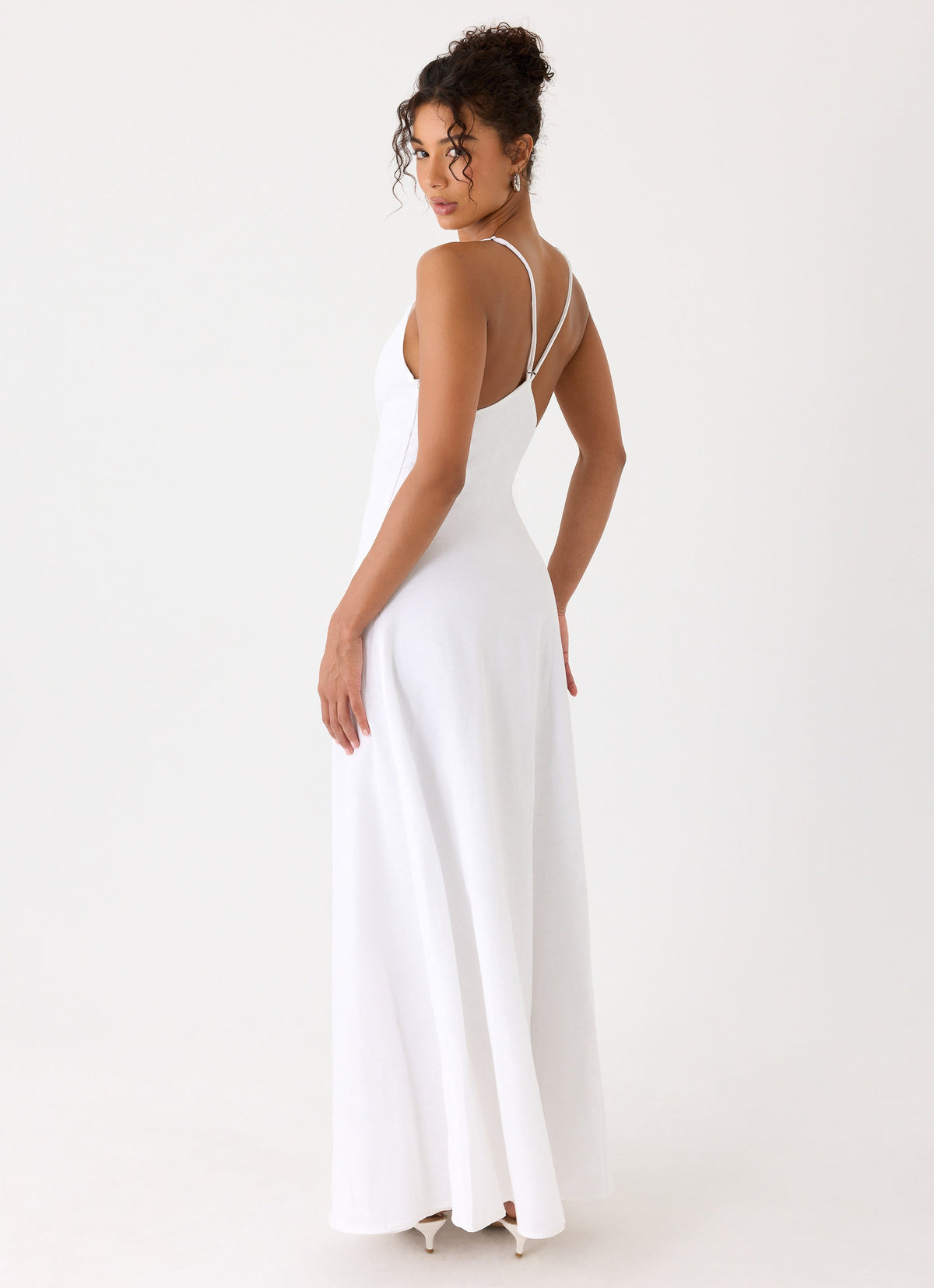 White Sorority Dress | Calianna Linen Maxi Dress