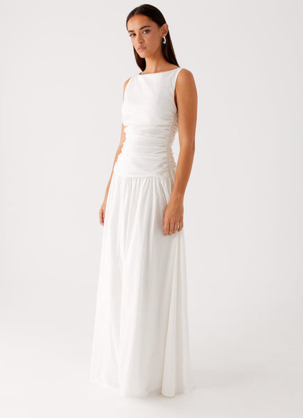 Carmel High Neck Maxi Dress - White  Peppermayo US