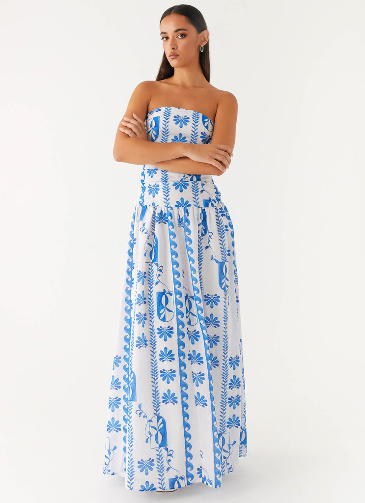 flora linen maxi dress floral wave Womens Farm Rio Flora Tile Off-White Maxi Dress L (US 12-14)
