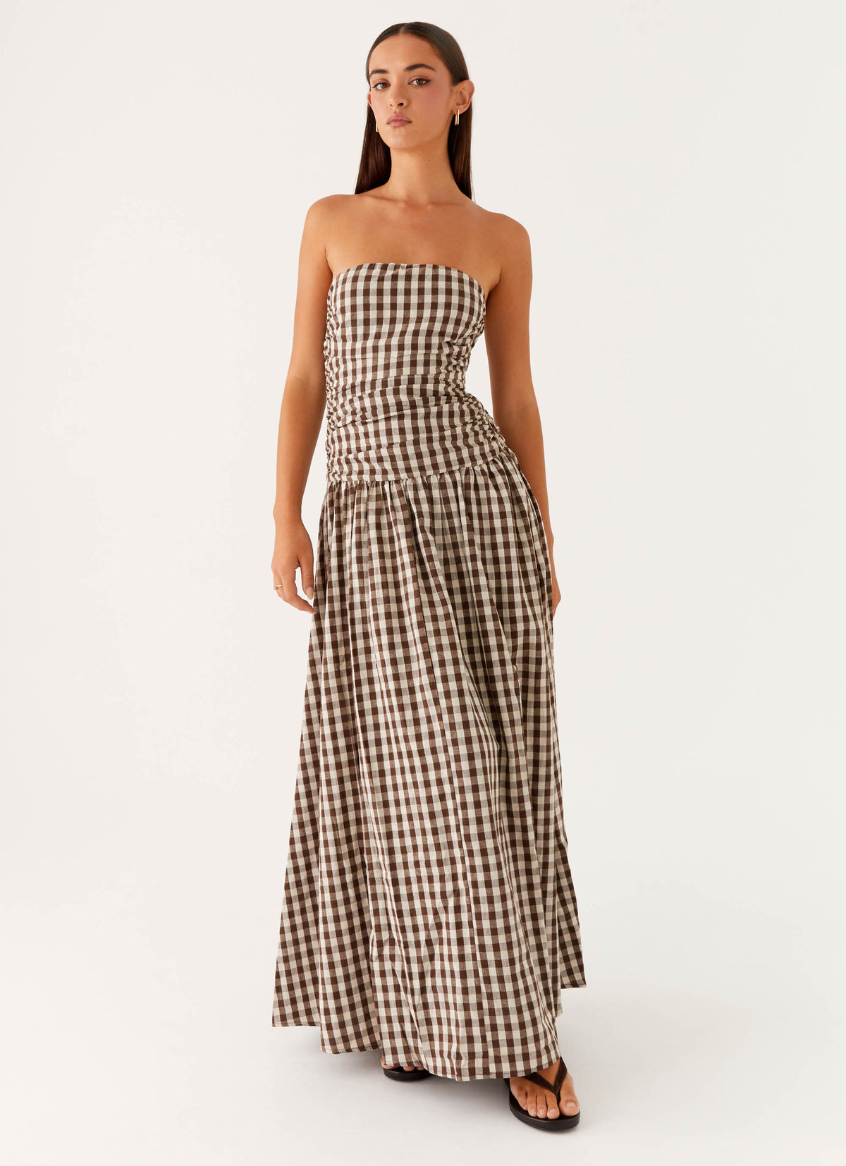 brown gingham maxi dress ASOS DESIGN Tall trapeze in Wear it solo or layer it for versatile Women's Emma Maxi Dress in