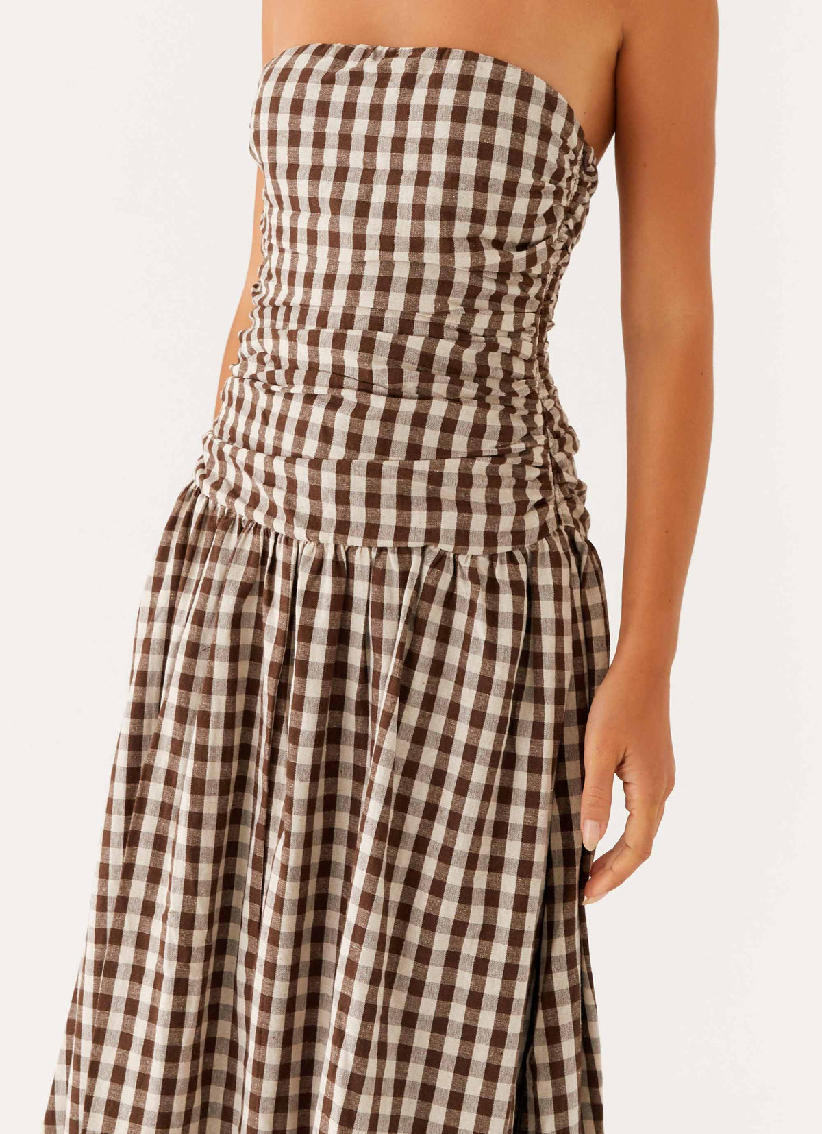 gingham dress brown Sanaly Mini in Mini , Frill , Loose Fit Brown Gingham Midi Dress -