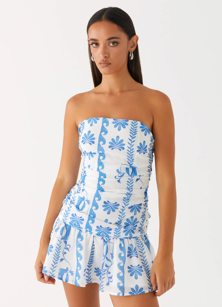 Carmel Mini Dress - Floral Wave