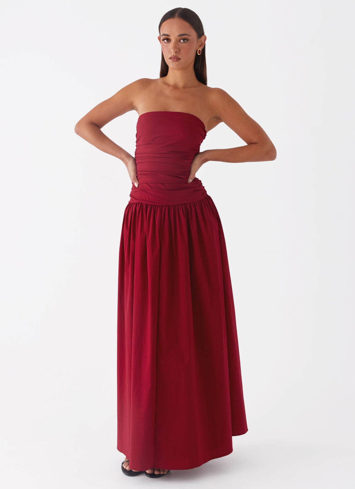 peppermayo carmel maxi dress Rush | Dress Featuring a sleek strapless neckline and a structured drop waist Carmel Maxi Dress - Black