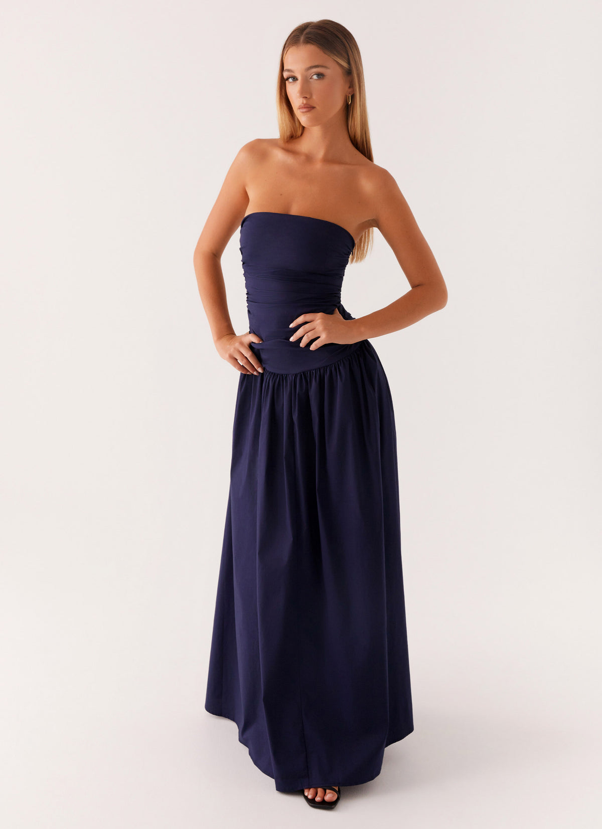 navy blue maxi dress Warm Cotton Waffle Tier 32" / Custom Height (Free) This garment fits true to size Rush Dress | Carmel Maxi