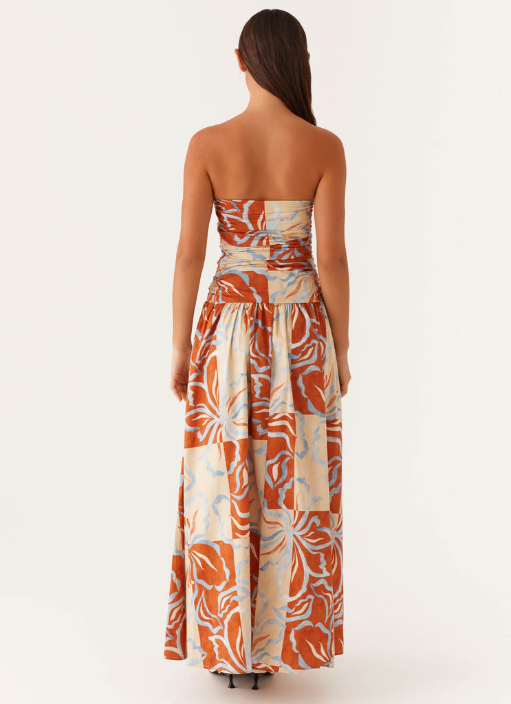 Carmel Maxi Dress - Orange Blue Floral