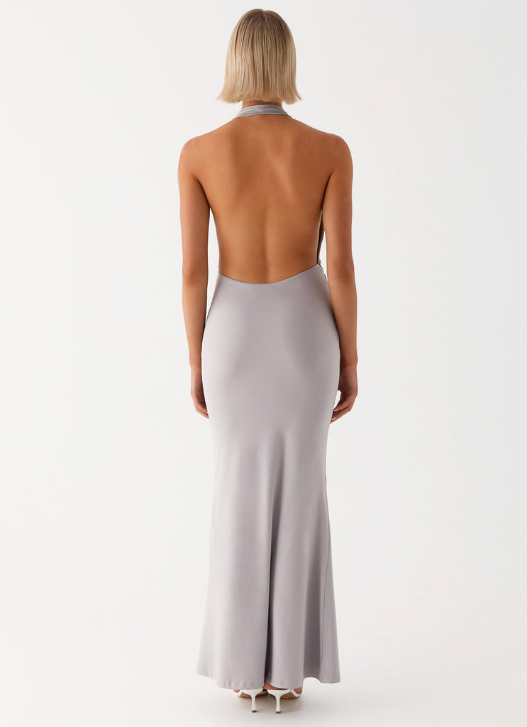 Womens Carmella Maxi Dress in the colour Grey in front of a light grey background