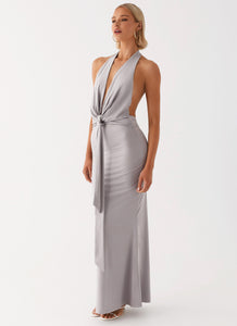 Womens Carmella Maxi Dress in the colour Grey in front of a light grey background