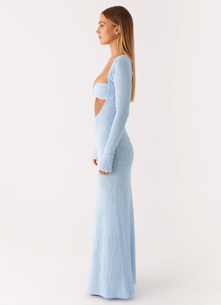 Carnation Long Sleeve Knit Maxi Dress - Blue Blue / M-L Carnation Long Sleeve Knit Maxi Dress - Blue Blue / M-L