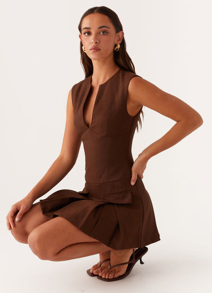 Cassia Mini Dress - Brown Peppermayo US Cassia Mini Dress - Brown Peppermayo US