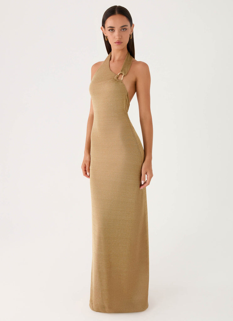 Cassira Shimmer Maxi Dress - Shimmer Gold
