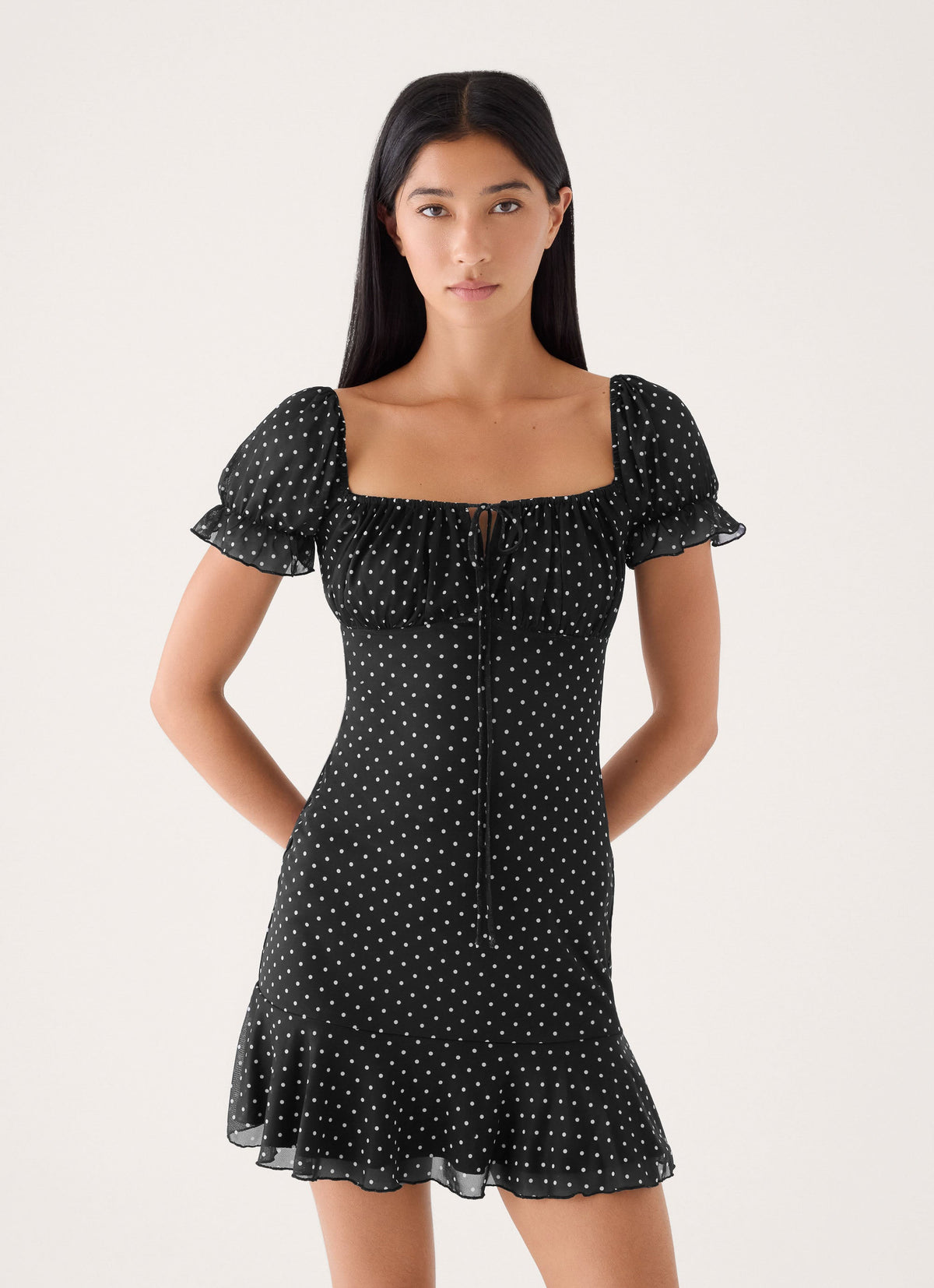 Cathedral Mini Dress - Black Polka Dot