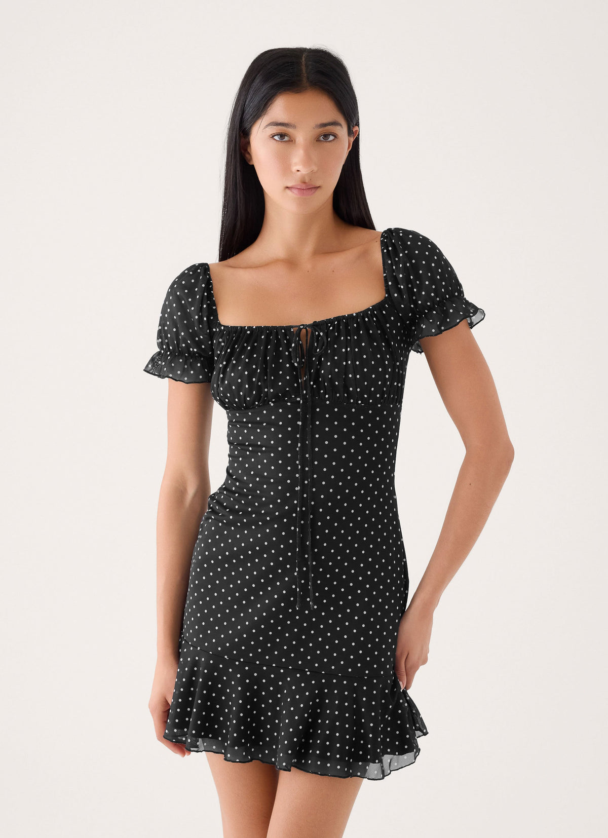 Cathedral Mini Dress - Black Polka Dot