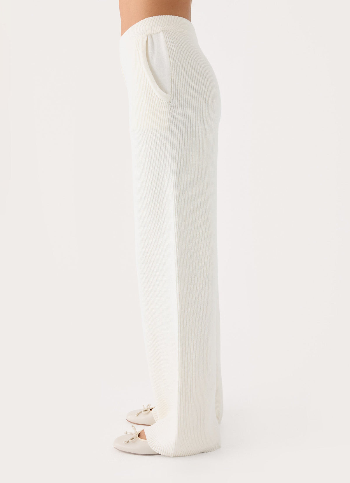 Cauaria Button Low Rise Knit Pants - Ivory