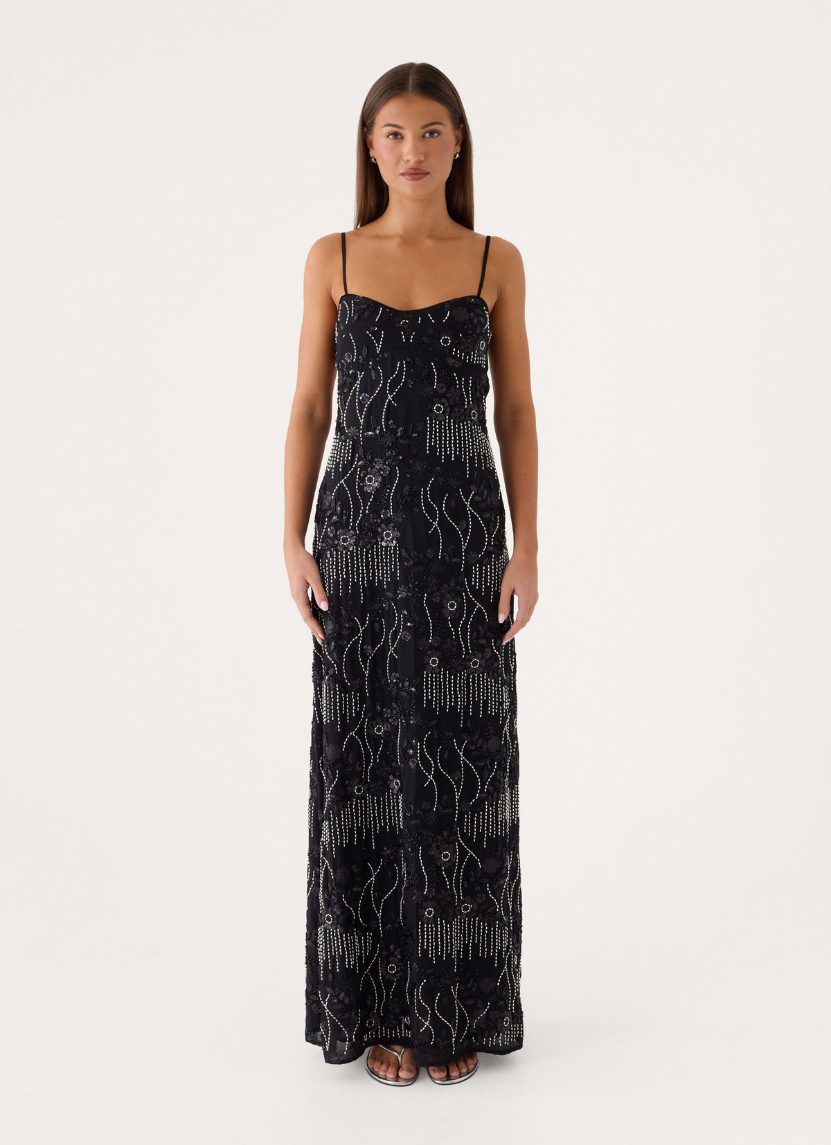 Celandine Beaded Maxi Dress - Black