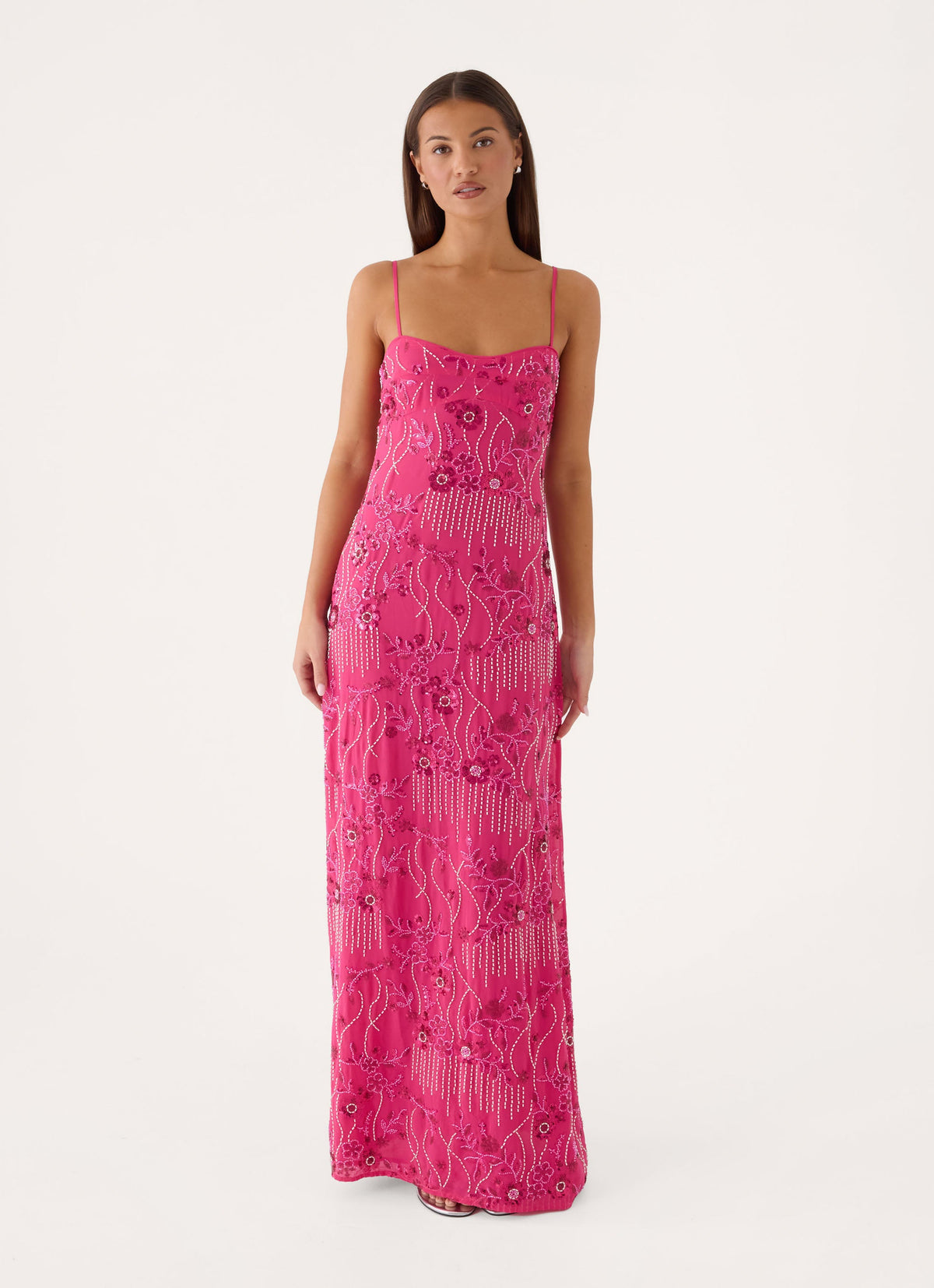 Celandine Beaded Maxi Dress - Sangria
