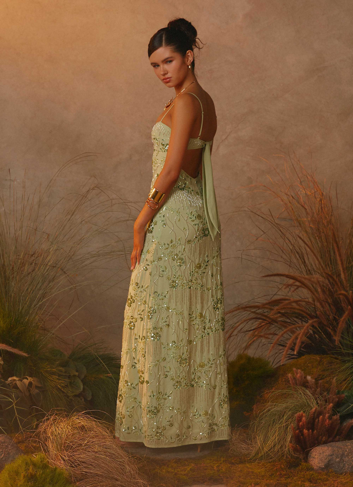 peppermayo beaded dress Bright Lights Maxi Thin straps Rush Dress | Celandine Beaded
