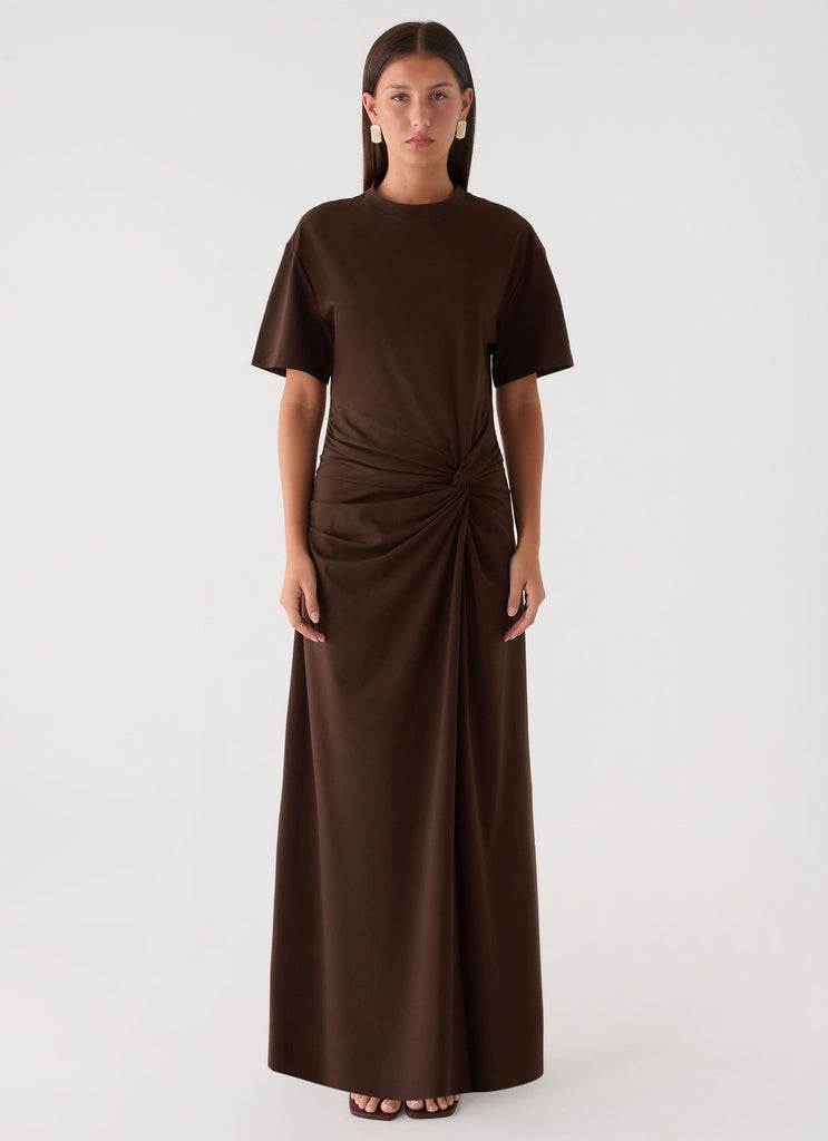 celyse mini dress Runaway The Label Celyse V-neck Halter Mini Dress in Chocolate
