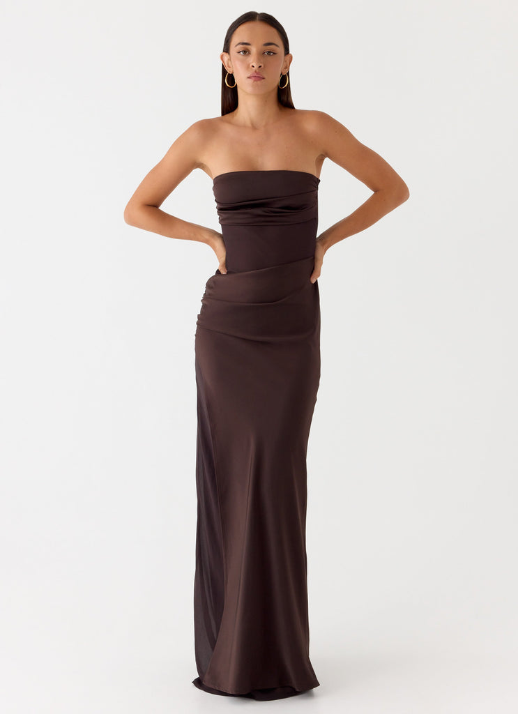 chocolate dress maxi Siren Square Neck Corset Maxi Dress - Chocolate Brown