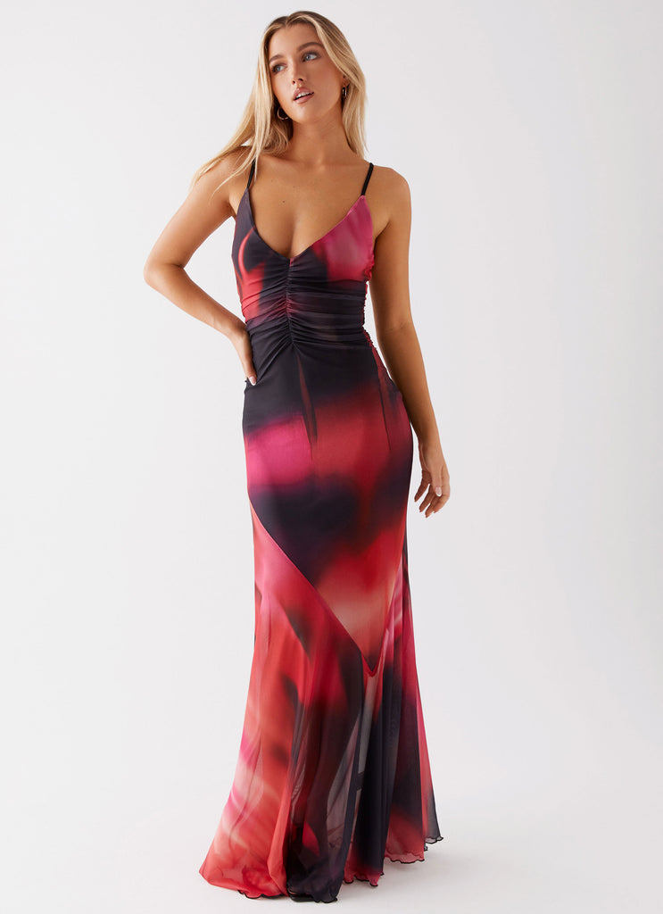 Womens Charley Maxi Dress in the colour Pink Print in front of a light grey background