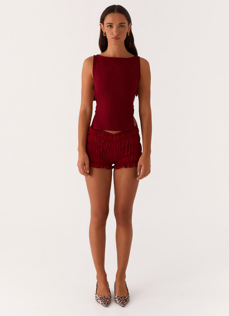 Cherish You Buckle Top - Maroon